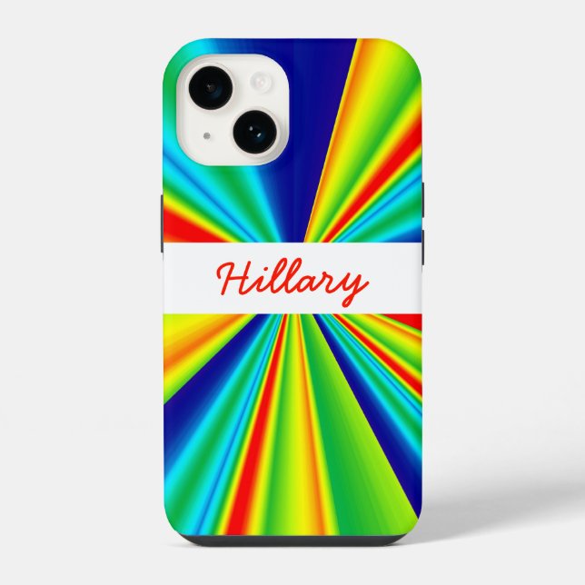 Regenbogen-Windrad-Streifen-Monogramm iPhone Hülle (Rückseite)