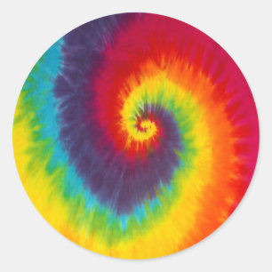 Regenbogen-Wirbel-Tie-Dye Groovy Bunt Runder Aufkleber