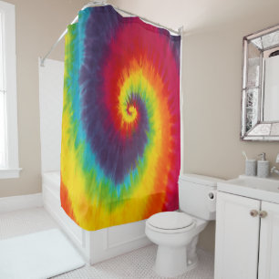 Regenbogen-Wirbel-Tie-Dye Groovy Bunte Farben Duschvorhang