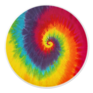 Regenbogen-Wirbel-Tie-Dye Groovy Bunte Farben Keramikknauf