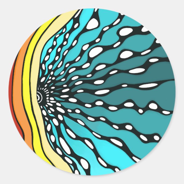 Regenbogen-Wohngestaltung-Retrosticker Runder Aufkleber (Vorderseite)