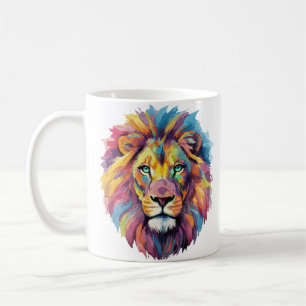 Regenbogen Wolf Aquarell Portrait Kaffeetasse