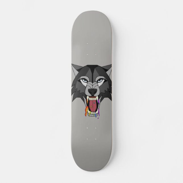 Regenbogen-Wolf Skateboard (Vorderseite)