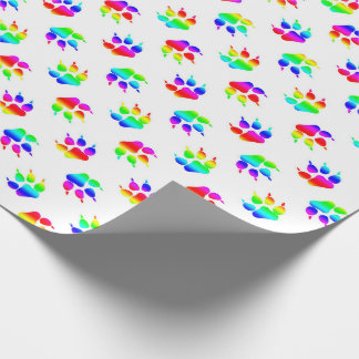 Regenbogen-Wolf-Tatzen-Geschenkpapier Geschenkpapier