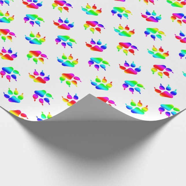 Regenbogen-Wolf-Tatzen-Geschenkpapier Geschenkpapier (Ecke)
