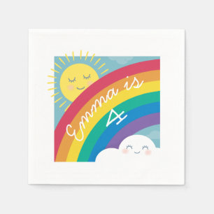 Regenbogen-Wolke und Sun-Geburtstags-Servietten Serviette
