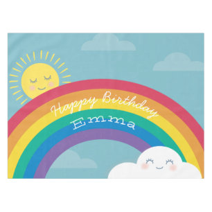Regenbogen-Wolke und Sun-Geburtstags-Tischdecke Tischdecke
