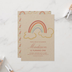Regenbogen-Wolken-Doodle  Farbige Rustikalität Einladung
