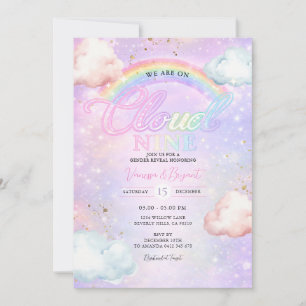 Regenbogen-Wolken-Galaxie-Glitzer-Geschlechterenth Einladung