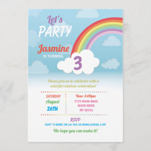 Regenbogen Wolken jedes Alters Geburtstagsparty Sk Einladung