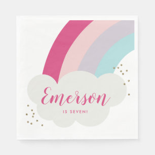 Regenbogen-Wolken-Kindergeburtstagsfeier Serviette