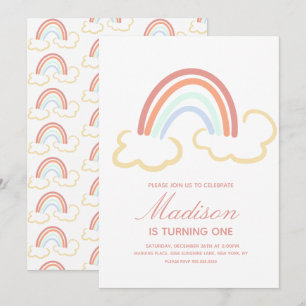 Regenbogen-Wolken-Kritzelei Bunt Für jedes Alter Einladung