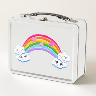 Regenbogen-Wolken-Lunchbox Metall Brotdose