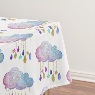 Regenbogen Wolken Sterne Gold Glitter Babyparty Sü Tischdecke