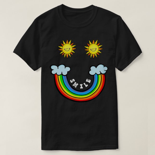 Regenbogen Wolken Sun Smile Face Zubehör Apparel  T-Shirt (Design vorne)