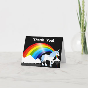 Regenbogen, Wolken und Einhorn danken Ihnen zu Dankeskarte