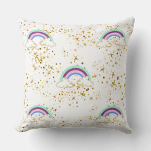Regenbogen Wolken und Sterne Kissen