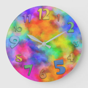 Regenbogen-Wolkenfarben Große Wanduhr