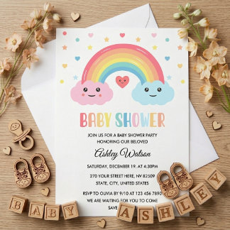 Regenbogen-Wunder-Baby-Party Einladung