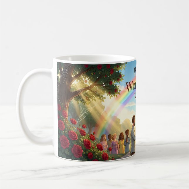 Regenbogen-Wunder und Harmonieposter Kaffeetasse (Links)