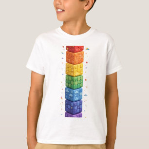 Regenbogen-Würfel-Turm T-Shirt
