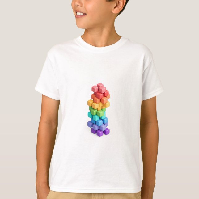 Regenbogen-Würfel-Turm  T-Shirt (Vorderseite)