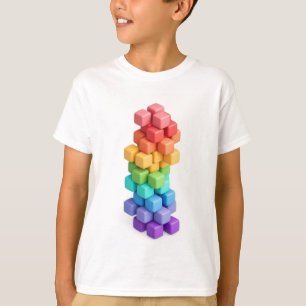 Regenbogen-Würfel-Turm T-Shirt