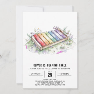 Regenbogen Xylophon Geburtstag Einladung