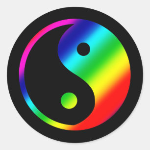 Regenbogen Yin Yang Runder Aufkleber