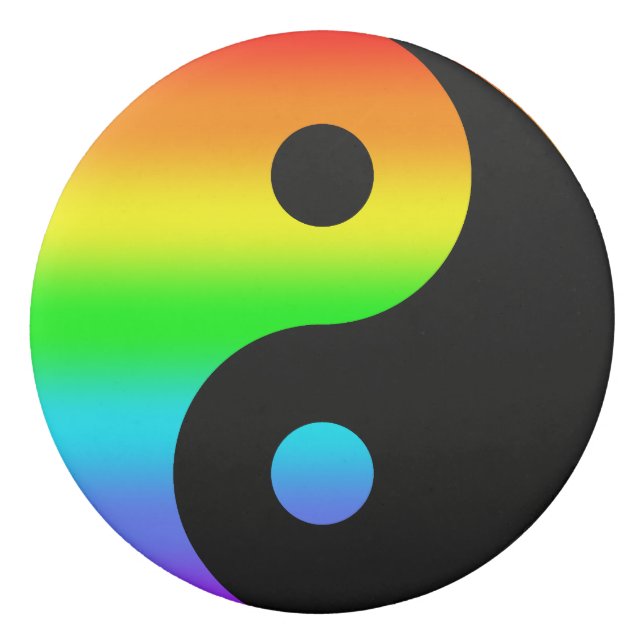 Regenbogen Yin Yang Symbol Radiergummi (Vorderseite)