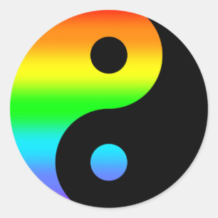 Regenbogen Yin Yang Symbol Runder Aufkleber