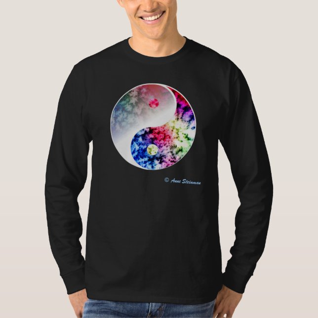 Regenbogen Yin Yang T-Shirt (Vorderseite)