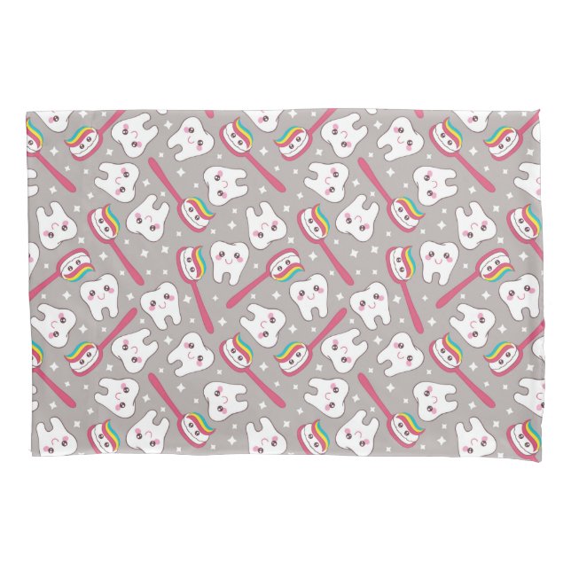 Regenbogen-Zahn-Muster Kissenbezug (Vorderseite-Links)