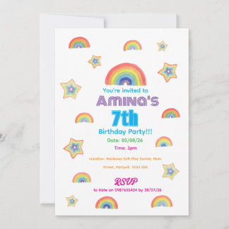 Regenbogen-Zauber-Kindergeburtstagseinladung Einladung