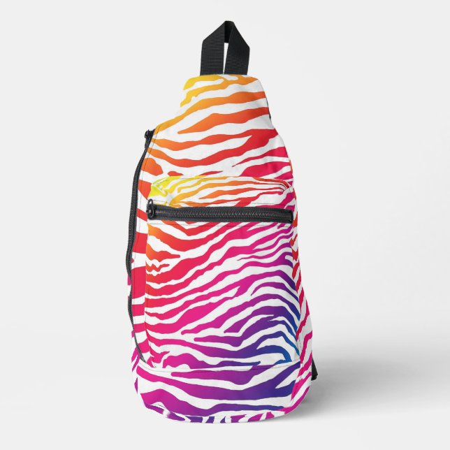 Regenbogen Zebra Crossbody Bag (Vorderseite)