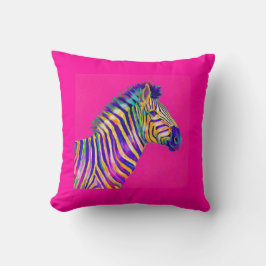 Regenbogen Zebra mit fuschia Rosakissen Kissen