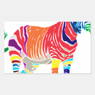 Regenbogen Zebra Tiere Monogramm Muster Party Rechteckiger Aufkleber