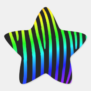 Regenbogen-Zebrastreifen Stern-Aufkleber