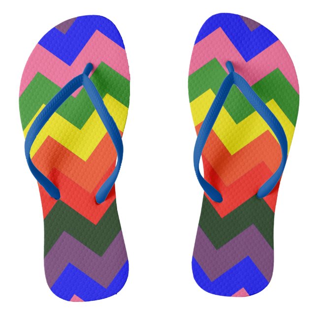 Regenbogen Zickzack Flip Flops Sandalen Schuhe (Fußbett)