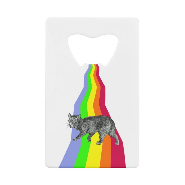 Regenbogen zu den Himmels-Katzen Geldkarten Flaschenöffner (Vorderseite)