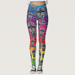 Regenbogen-Zucker-Schädel-Leggings Leggings