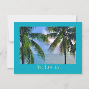 Regenbogen zwischen Palmen und Bäumen /St. Lucia Postkarte