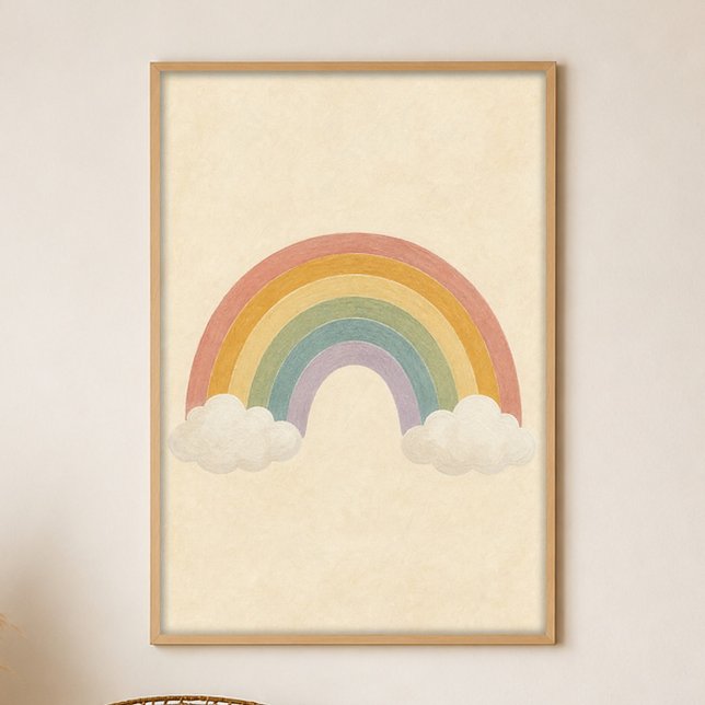 Regenbogen zwischen Wolken Gouache Boho Kunstposte Poster (Shown framed for scale. Poster ships unframed; frames are an optional add-on.)