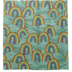 Regenbogenart: HandGezeichnet Vintage Zusammensetz Duschvorhang