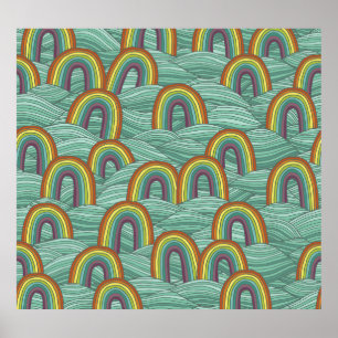 Regenbogenart: HandGezeichnet Vintage Zusammensetz Poster