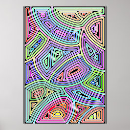 Regenbogenasymmetrische abstrakte Formen 2 Poster