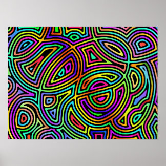 Regenbogenasymmetrische abstrakte Formen Poster