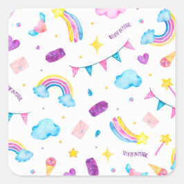 Regenbogenaufkleber - Glauben an Majic Quadratischer Aufkleber