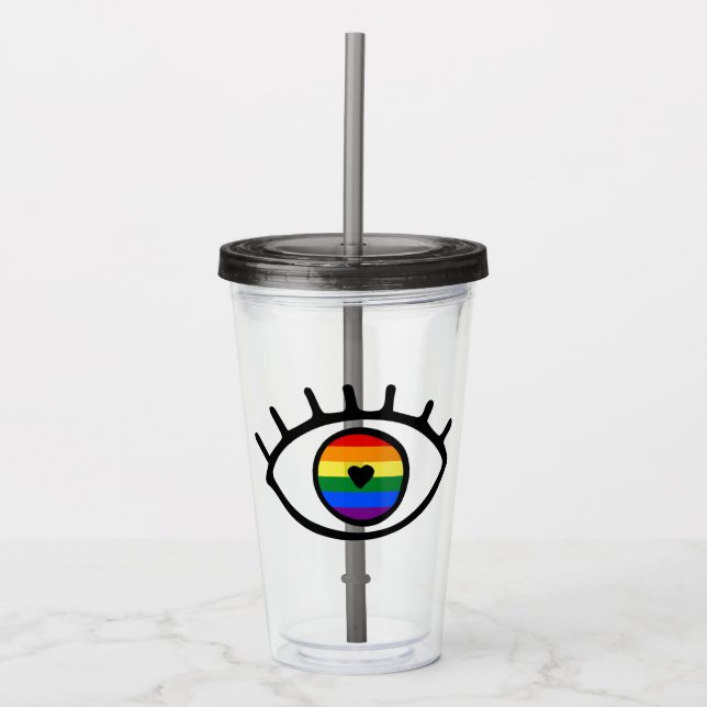 Regenbogenauge Acryltrinkbecher (Vorderseite)