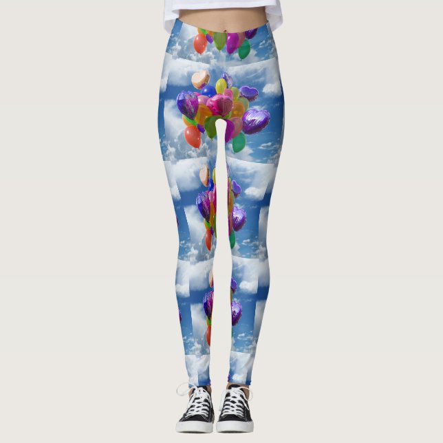 Regenbogenballons in den Wolken Leggings (Vorderseite)